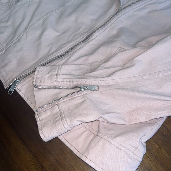 Old Navy Moto Jacket Women's 2XL Abalone Pink Denim Stretch Grunge Whimsygoth - Picture 6 of 11